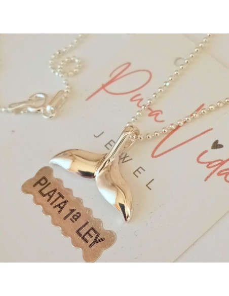 silver whale tail necklace