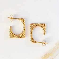 Hammered Golden Earrings for woman