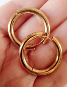 Aros dorados de hombre en Acero inoxidable 28x4 2