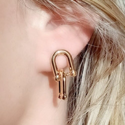 Stainless steel earrings with gold plating and horseshoe design