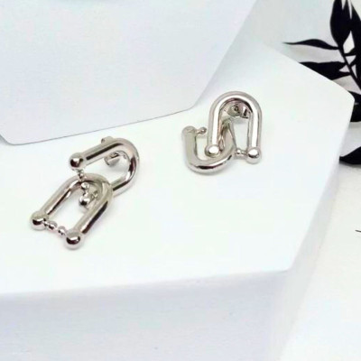 pendientes herradura acero plata 2