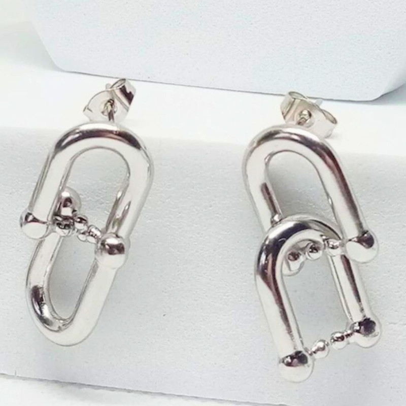 Pendientes herradura acero plata