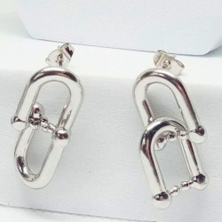 Pendientes herradura acero plata
