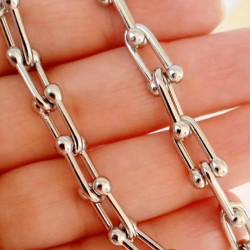 pulsera eslabones herradura acero plata