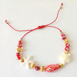 Pulsera veraniega con motivos marinos y nudo corredizo ajustable