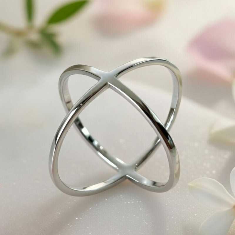 anillo cruzado de plata