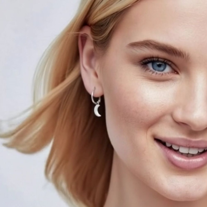 pendientes plata luna