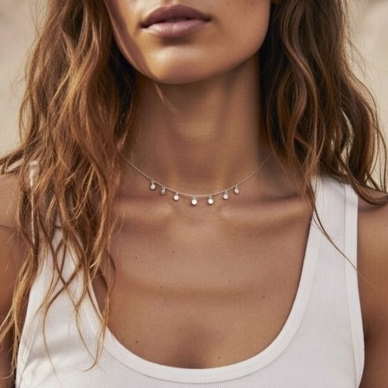 collar chapitas plata para mujer