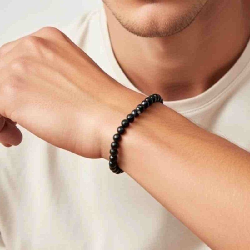 Men's Matte Black Obsidian Beaded Bracelet