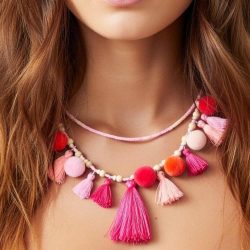 Multilayer Candy Pink Pom Poms & Tassels