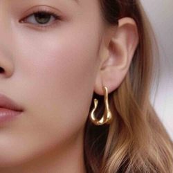 Gold Plated Elongated Drop Earrings