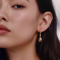 Elongated drop earrings gold plated steel