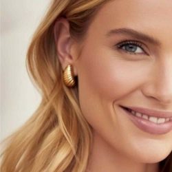 Gold Croisant Drop Earrings