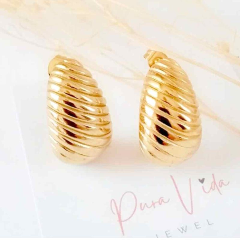 Gold Croisant Drop Earrings