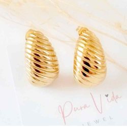 Gold Croisant Drop Earrings