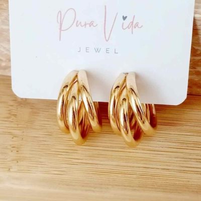 pendientes tres aros oro