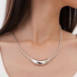 curved bar necklace steel