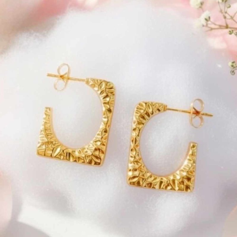 Hammered Golden Earrings