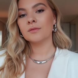 Steel Curved Bar Choker Necklace Shiny