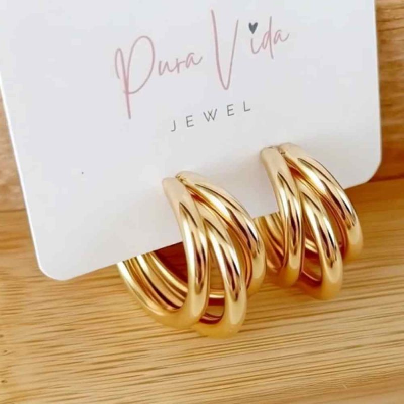 pendientes tres aros oro