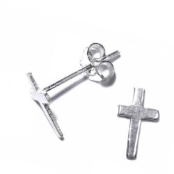 Pendientes de cruz de plata para hombre