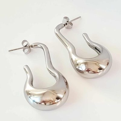 pendientes diseño gota plata