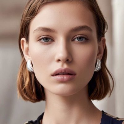 pendientes gota croisant Plata Bottega 2