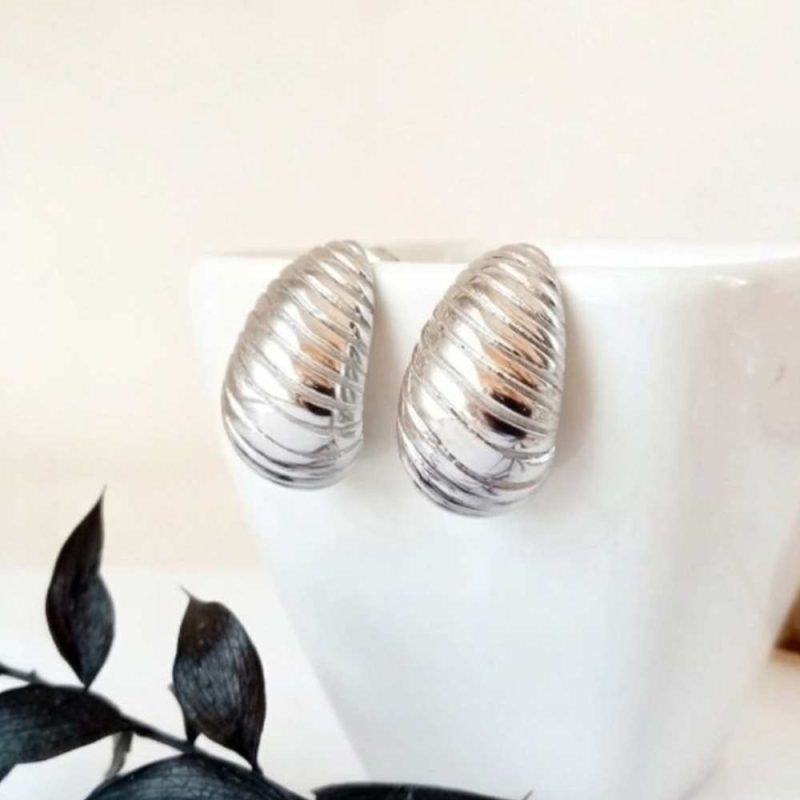 Silver Croisant Drop Earrings