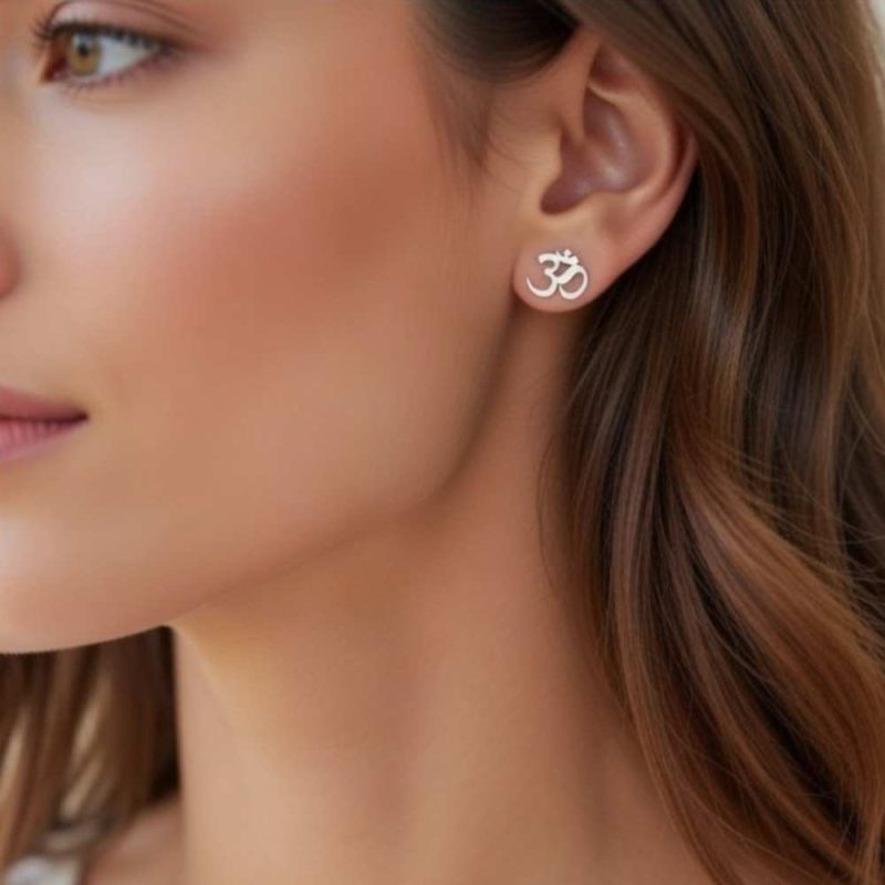 Silver Earrings with Om Symbol