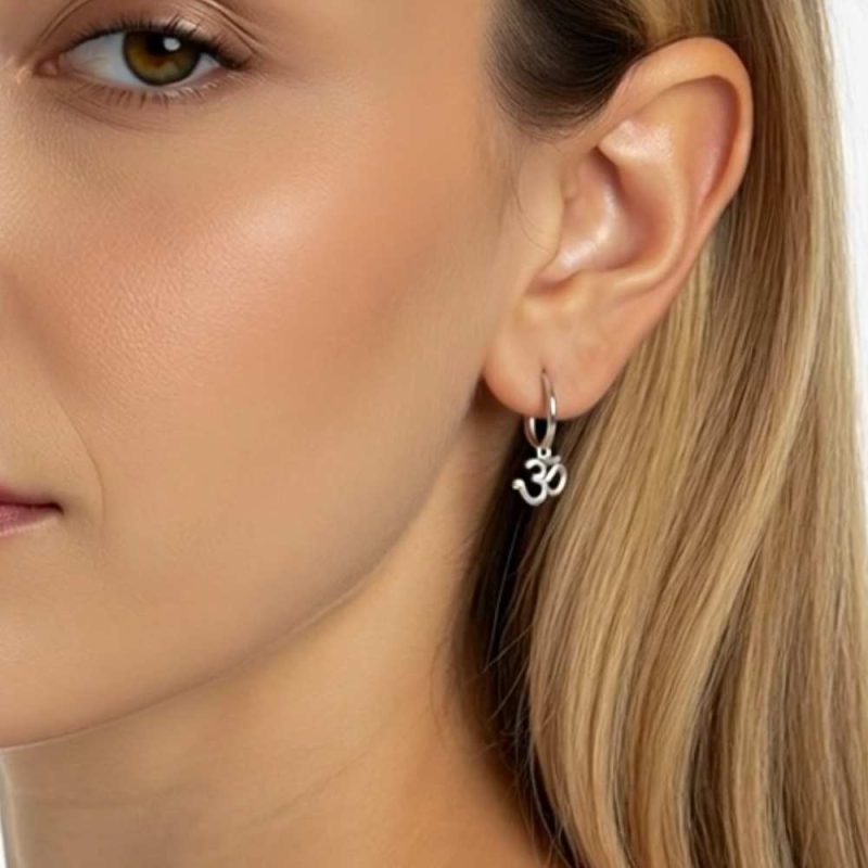 Ohm silver earrings