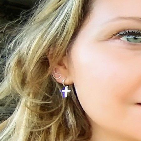 Hoop Earrings with Cross woman