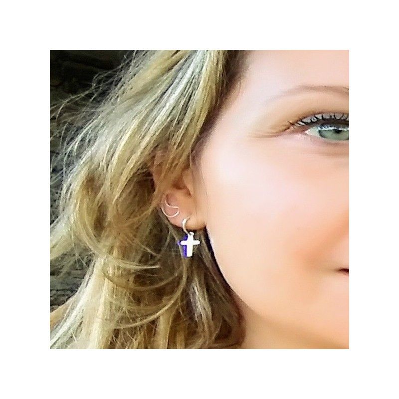 Hoop Earrings with Cross woman