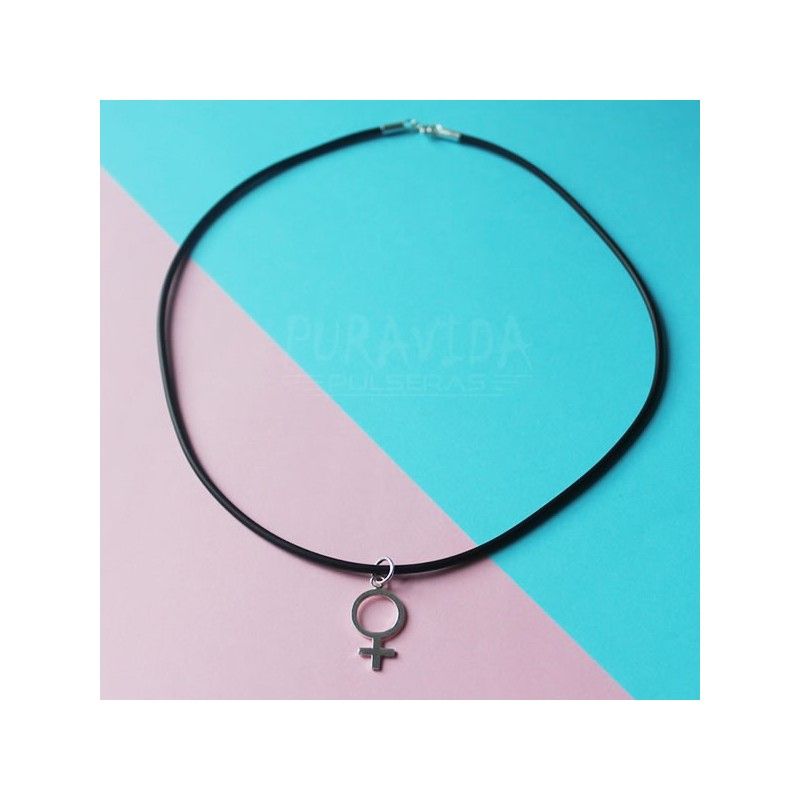 Collar Choker con el Símbolo de la Mujer Plata