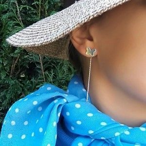 Pendientes de plata de ley con forma de mariposa y cadena colgante de www.puravidapulseras.com 2