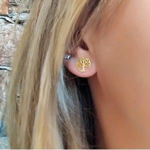 pendientes árbol de la vida en plata de ley con baño de oro de www.puravidapulseras.com