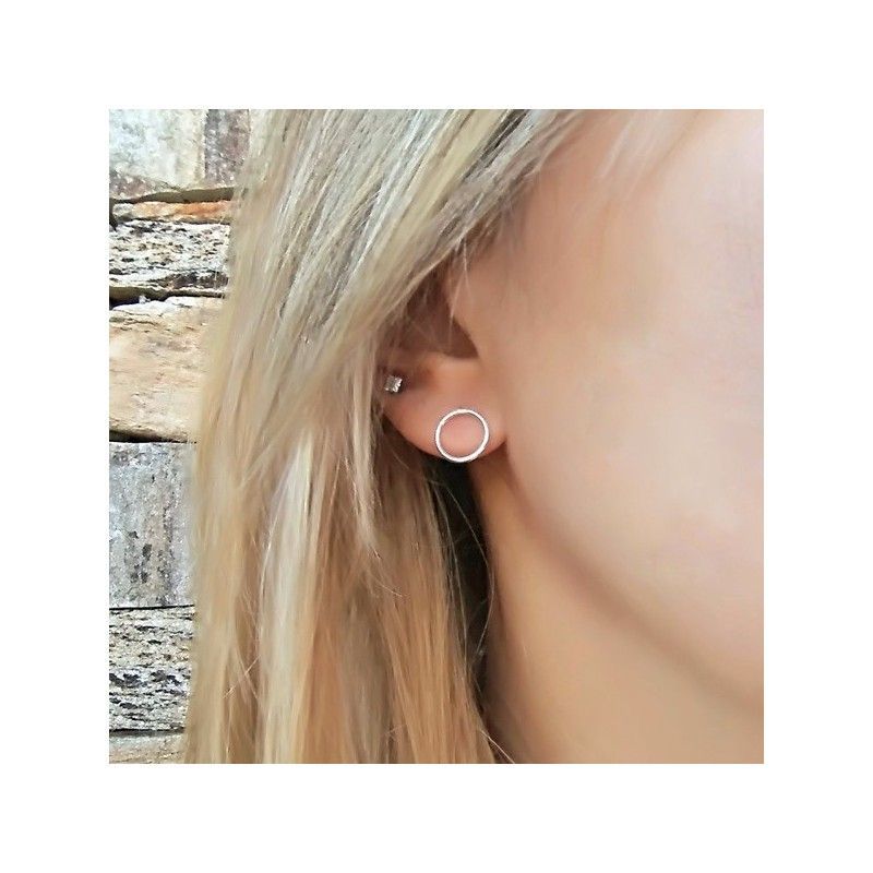 pendientes círculo de plata  aros pequeños