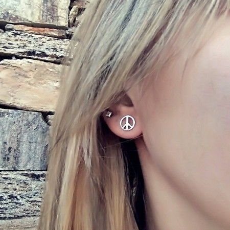 pendientes de la paz de plata de ley de www.puravidapulseras.com