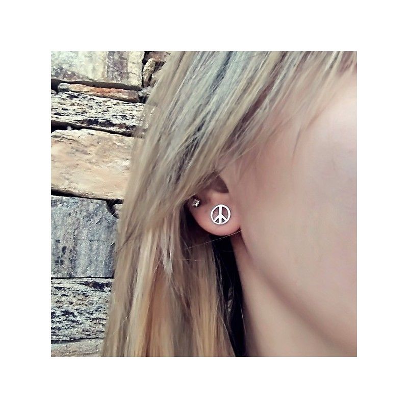 pendientes de la paz de plata de ley de www.puravidapulseras.com