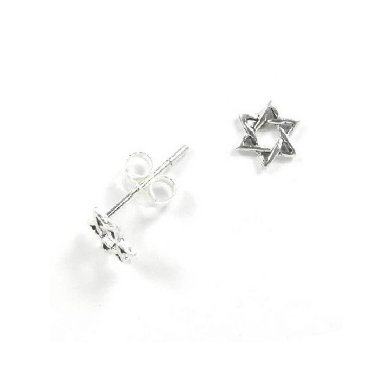 Pendientes estrella de david en plata de ley de www.puravidapulseras.com