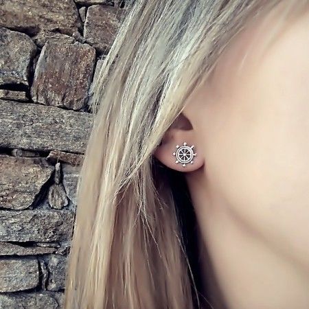 pendientes timón en plata de ley de www.puravidapulseras.com