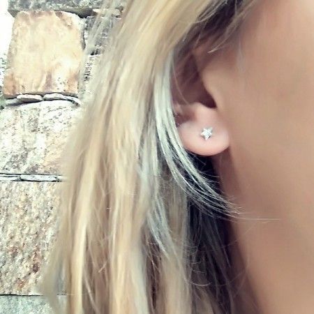 pendientes extrellas con circonitas de plata de ley de www.puravidapulseras.com