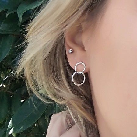 Earrings for Women with two hoops linked together