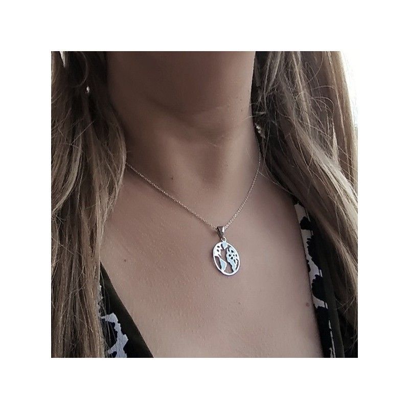 Collar Mundo Plata pequeño