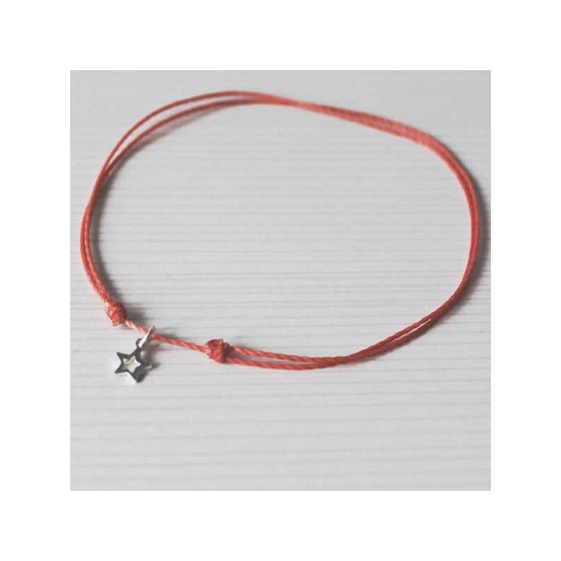 Tobillera Hilo encerado estrella plata