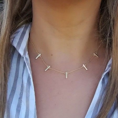 Gargantilla Barritas en plata de ley con baño de oro