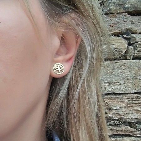 Tree of Life Stud Earrings in 925 sterling silver with gold plating