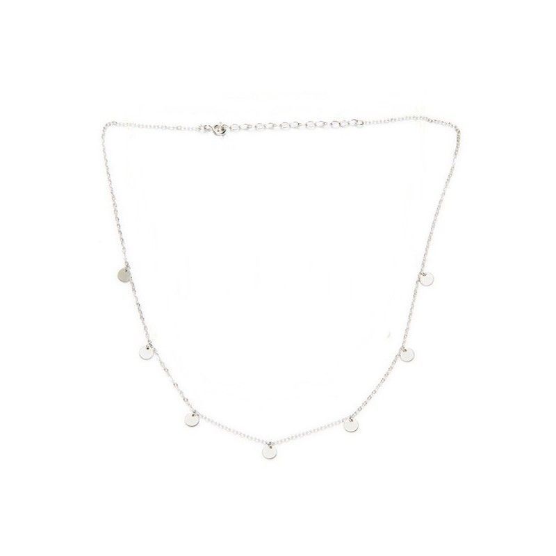 gargantilla de chapitas en plata de ley rodiada de www.puravidapulseras.com