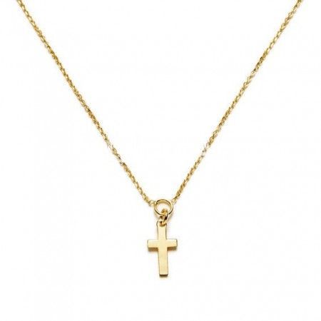 cadena cruz de plata de ley con baño de oro de www.puravidapulseras.com