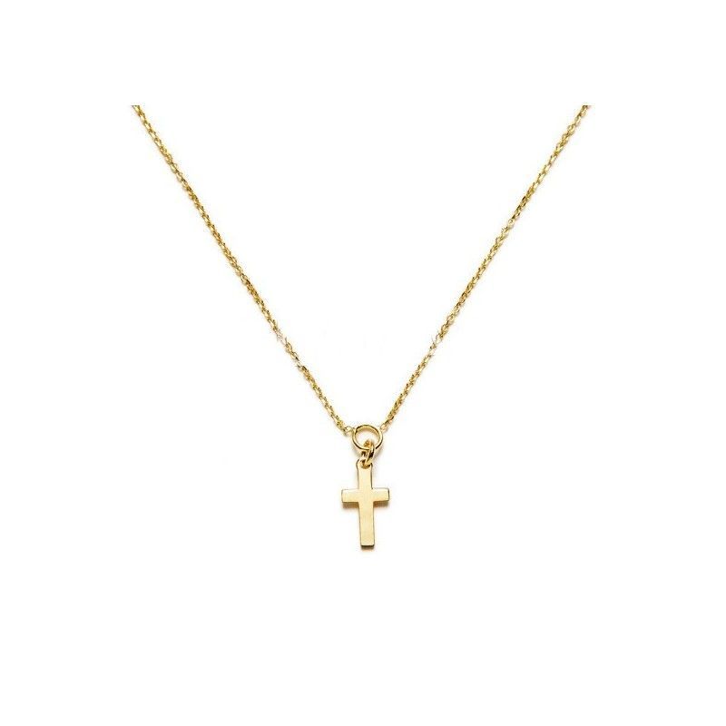 cadena cruz de plata de ley con baño de oro de www.puravidapulseras.com