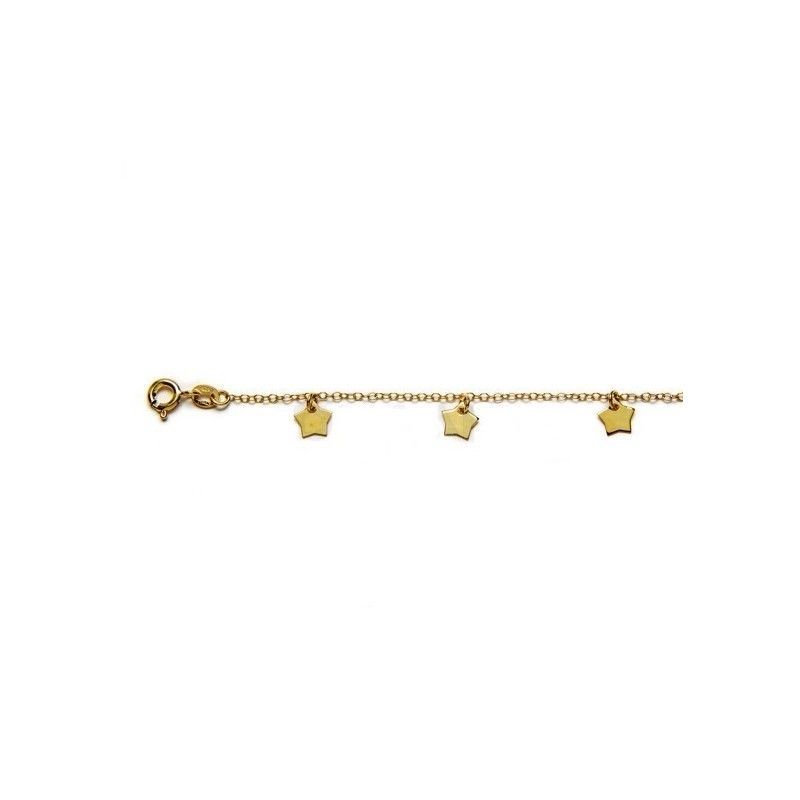 pulsera estrellas de plata con baño de oro de www.puravidapulseras.com